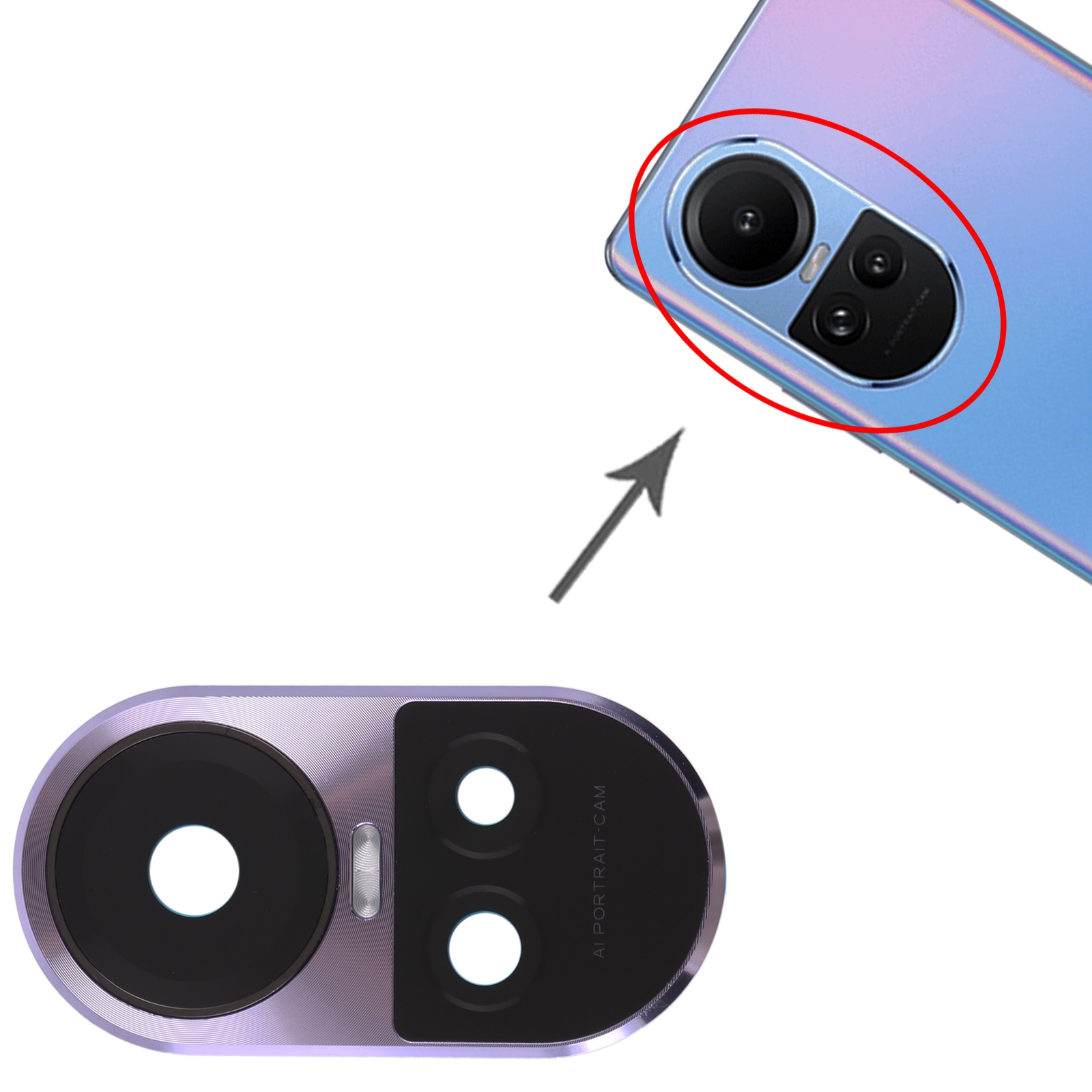 OPPO Reno10 Global Purple Camera Lens Cover Replacement - Image 3