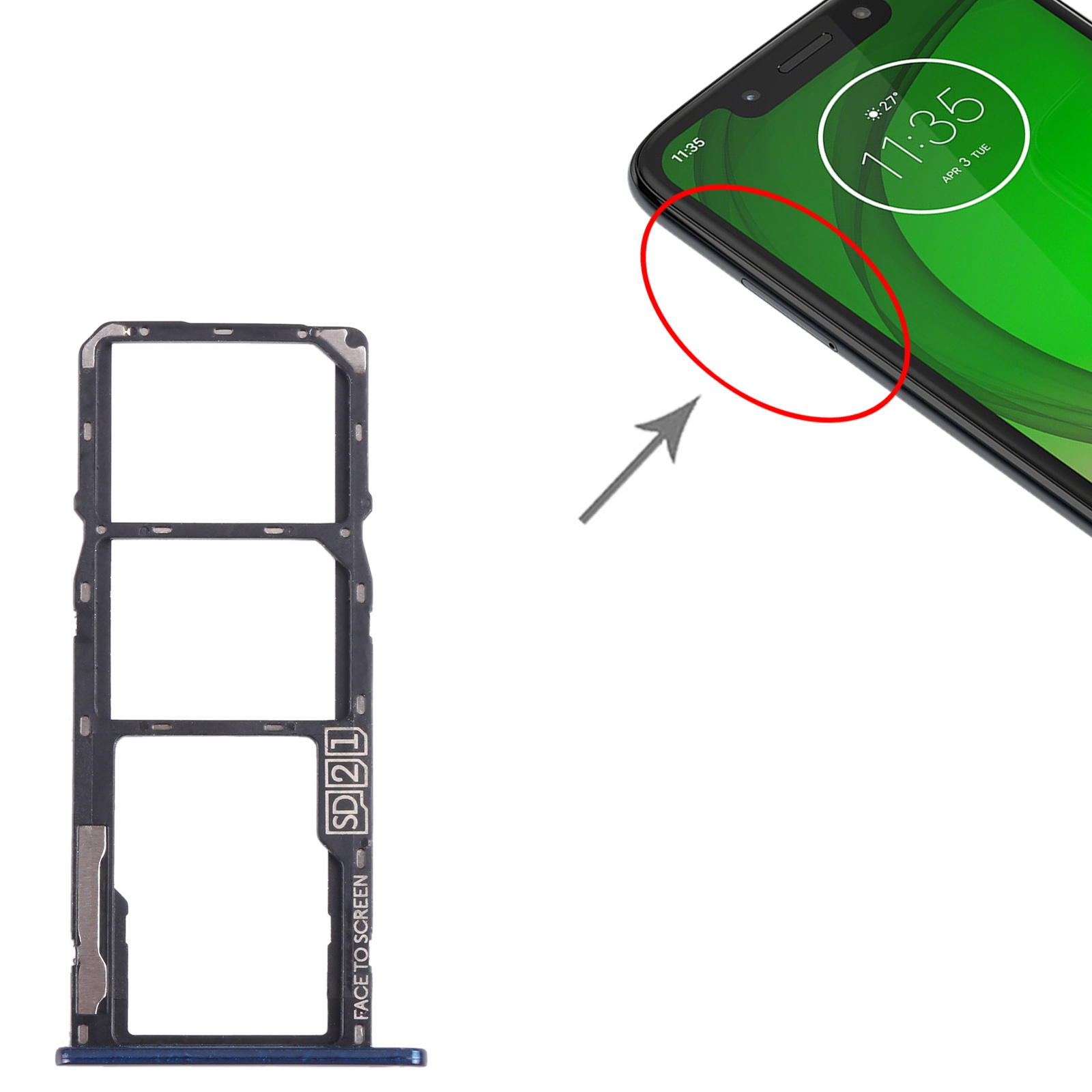 Motorola Moto G7 Play Blue SIM Card Tray Replacement - Image 3