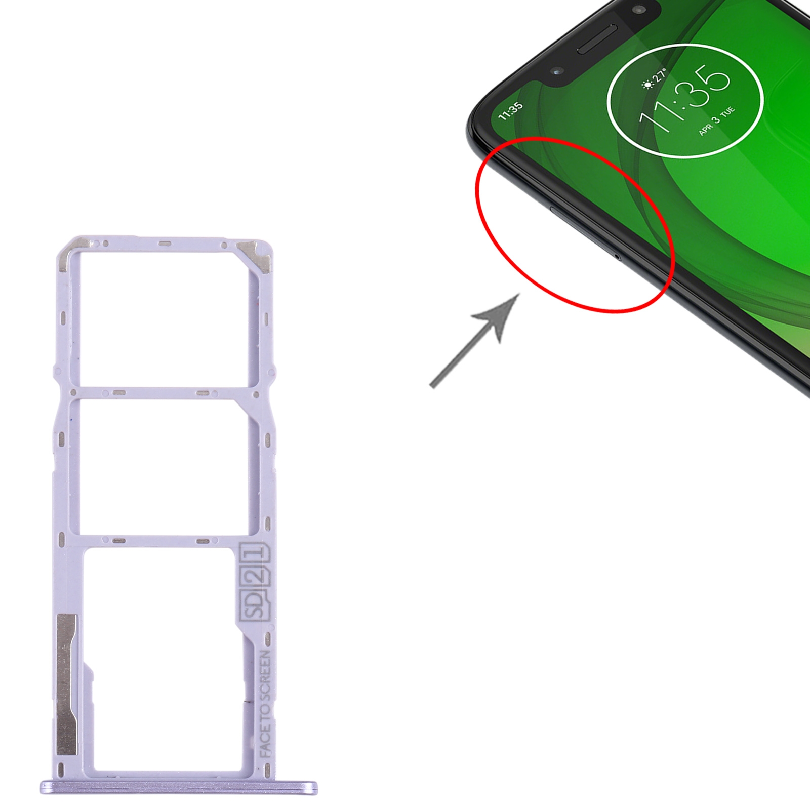 Motorola Moto G7 Play Purple SIM Card Tray Replacement - Image 3