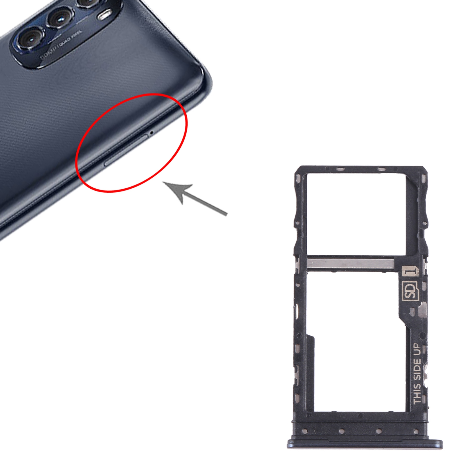 Motorola Moto G 2022 Black SIM Card Tray Replacement - Image 3