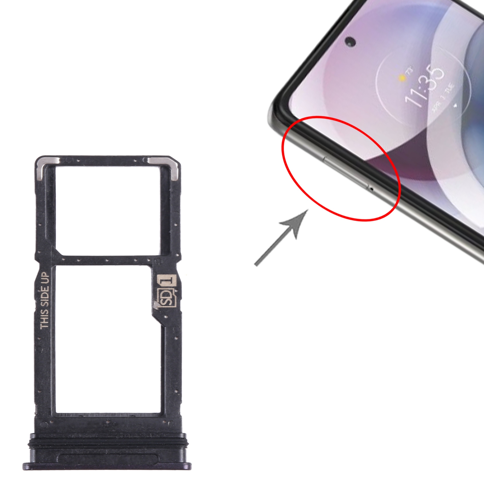 Motorola One 5G Ace Black SIM Card Tray Replacement - Image 3