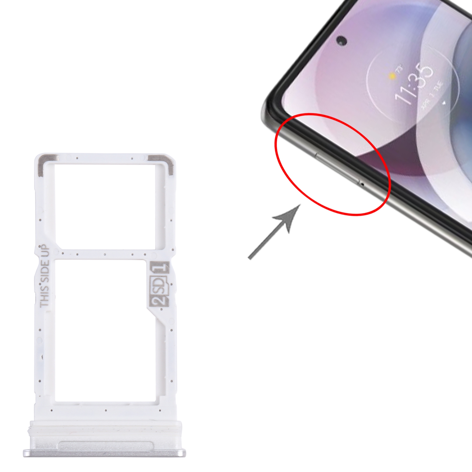 Motorola One 5G Ace Silver SIM Card Tray Replacement - Image 3