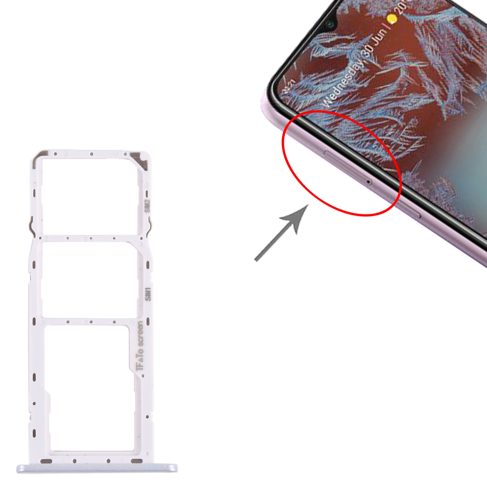 Nokia G20 Silver SIM Card Tray Replacement - Image 3