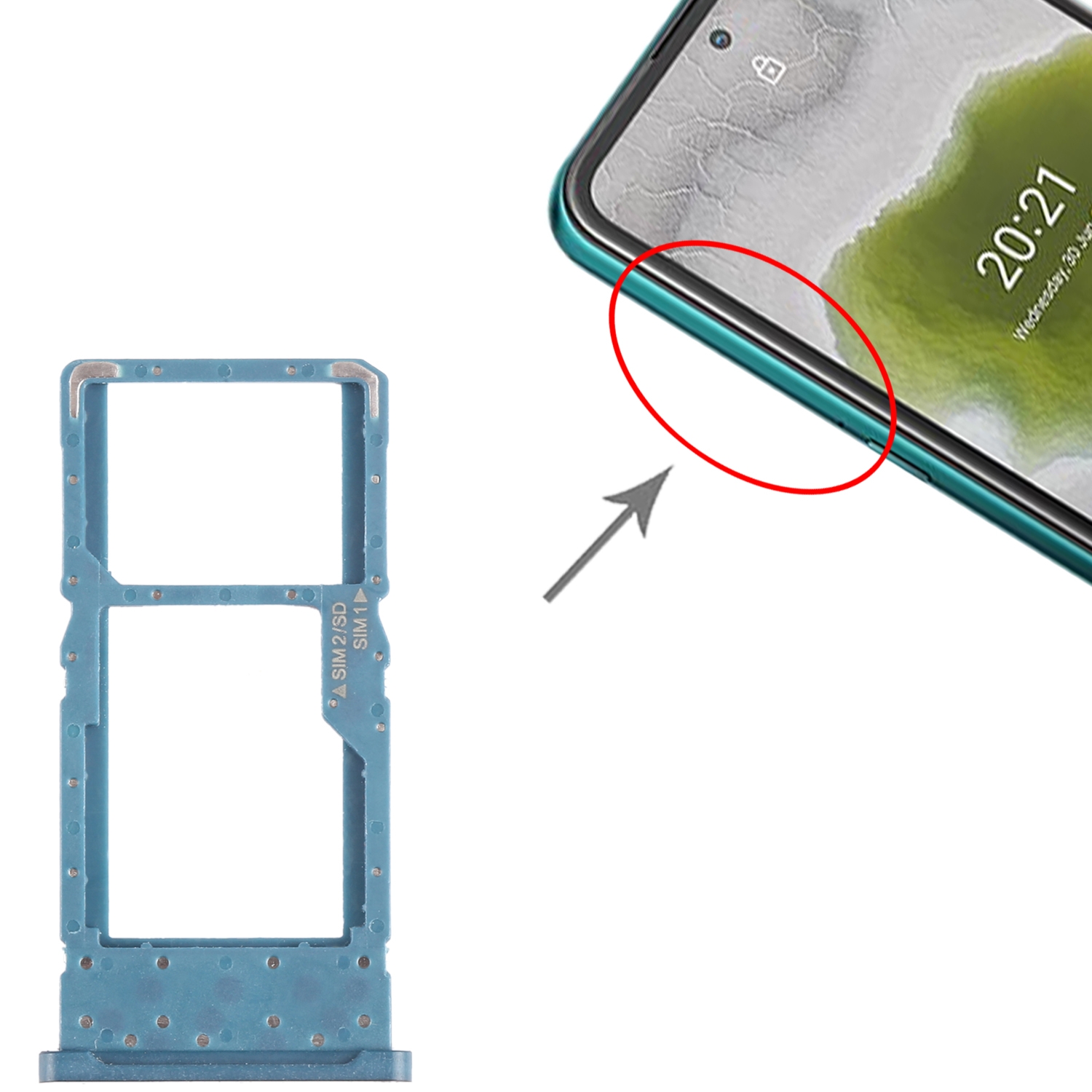 Nokia X10 Green SIM Card Tray Replacement - Image 3