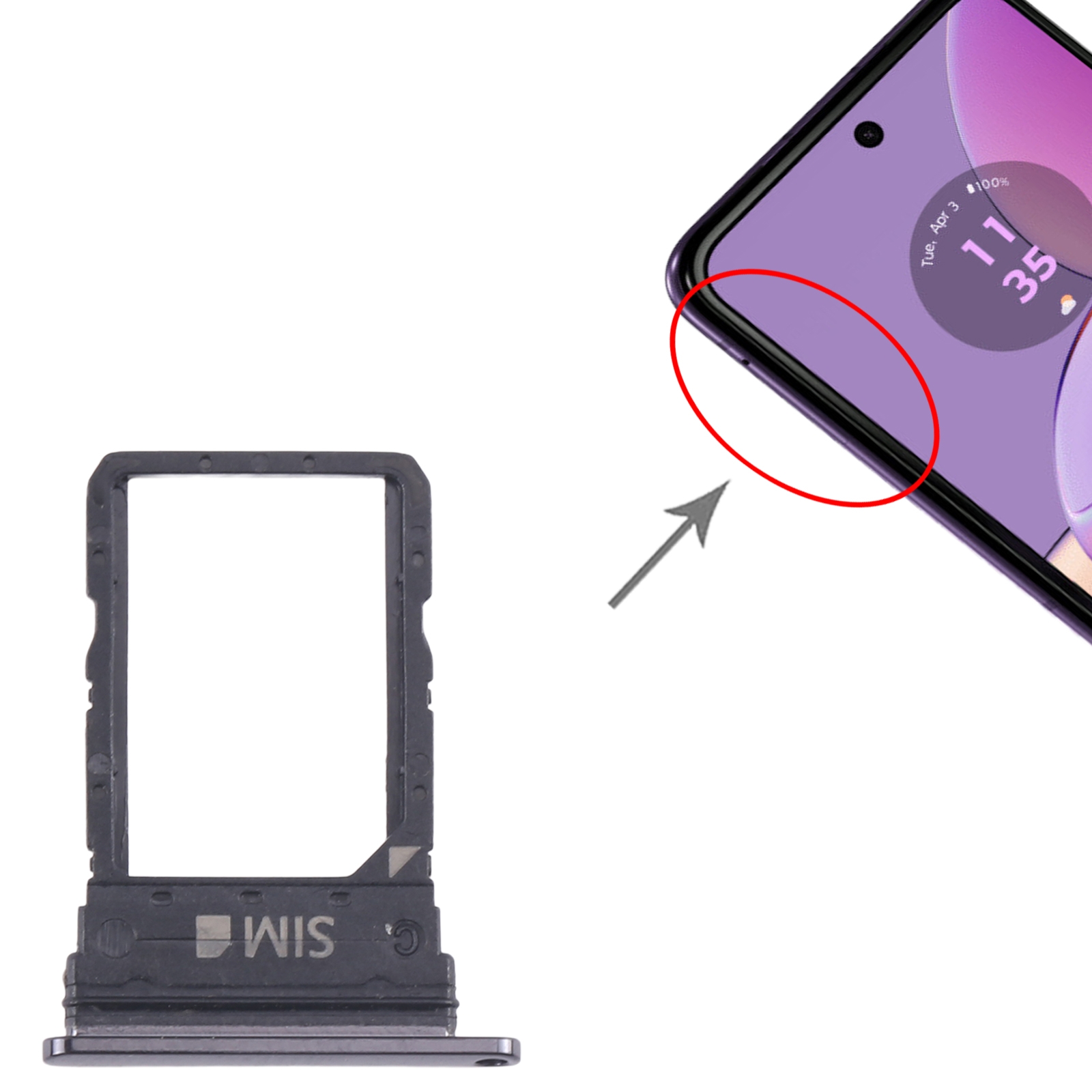 Motorola Razr 40 Ultra Black SIM Card Tray Replacement - Image 3