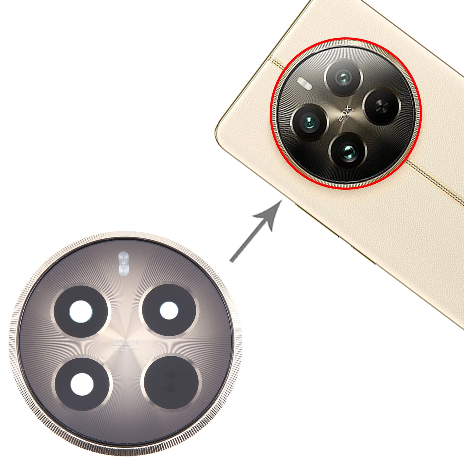 Realme 12 Pro Gold Camera Lens Cover Replacement - Image 3